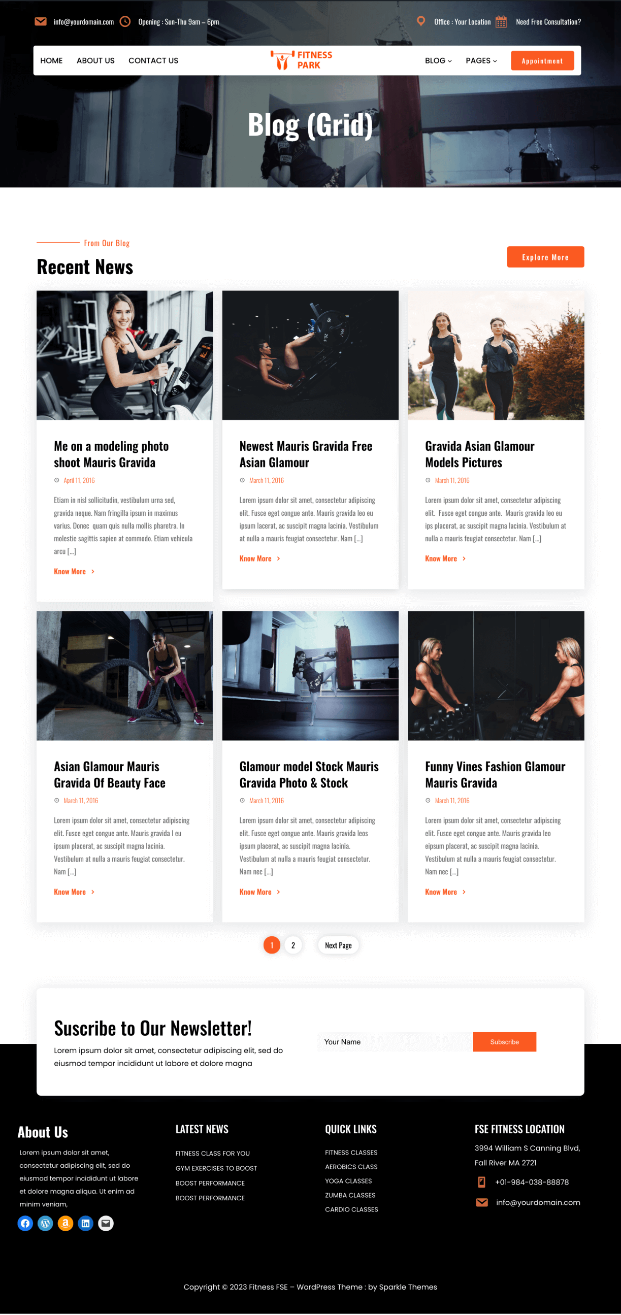 Fitness FSE - Blog Layout Grid